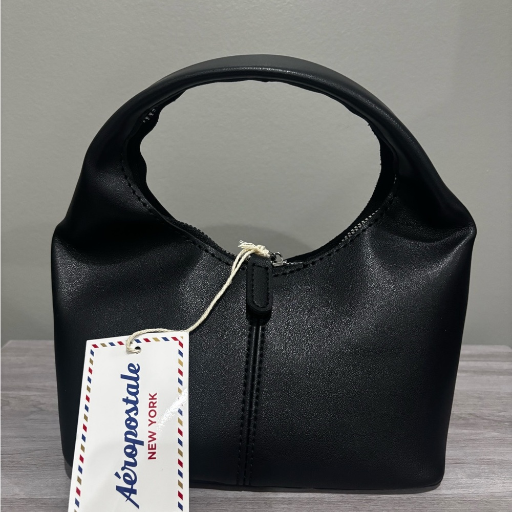 Aeropostale Black Shoulder Bag with Curved Handle